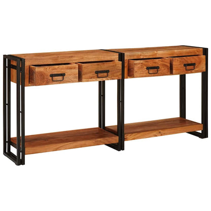 Konsolen-Tische mit Regal 2 pcs Braun Massives Akazienholz