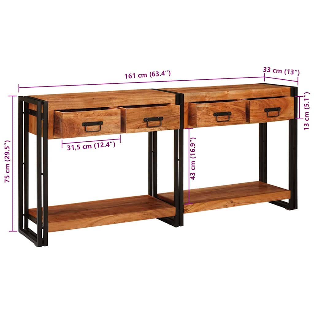 Konsolen-Tische mit Regal 2 pcs Braun Massives Akazienholz