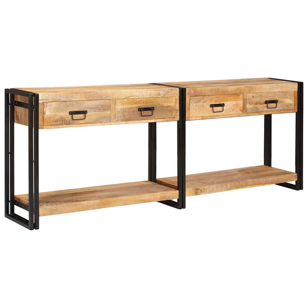 Konsolentisch mit Schubladen 2 pcs Braun Raues Mango-Massivholz