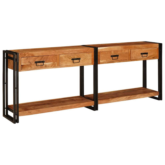 Konsolen-Tische 2 pcs Braun 200 x 33 x 75 cm Massivholz Akazie