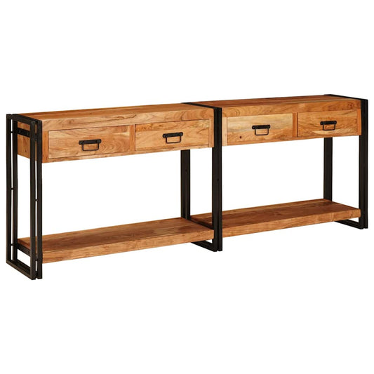 Konsolen-Tische 2 pcs Braun 200 x 33 x 75 cm Massivholz Akazie