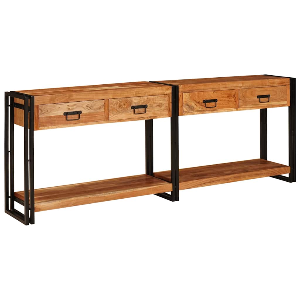 Konsolen-Tische 2 pcs Braun 200 x 33 x 75 cm Massivholz Akazie