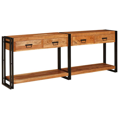 Konsolen-Tische 2 pcs Braun 200 x 33 x 75 cm Massivholz Akazie