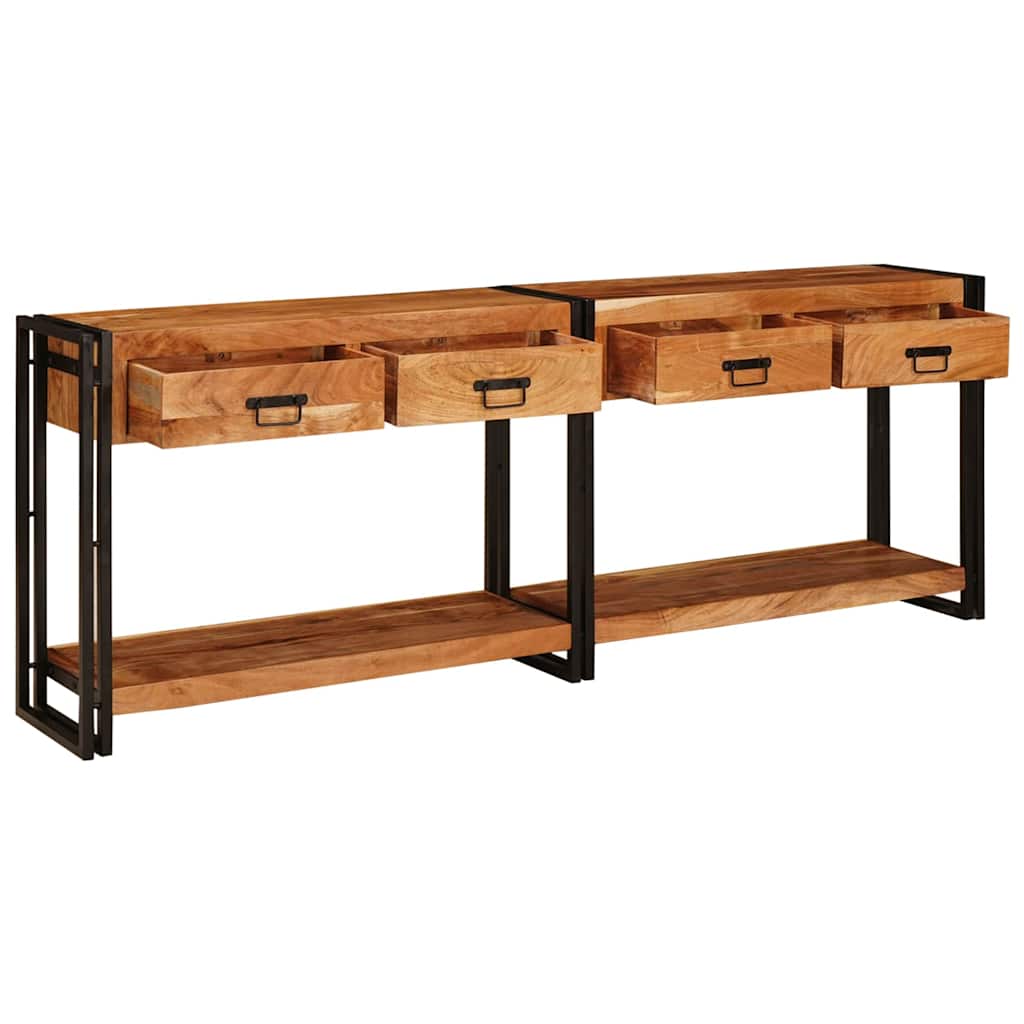 Konsolen-Tische 2 pcs Braun 200 x 33 x 75 cm Massivholz Akazie