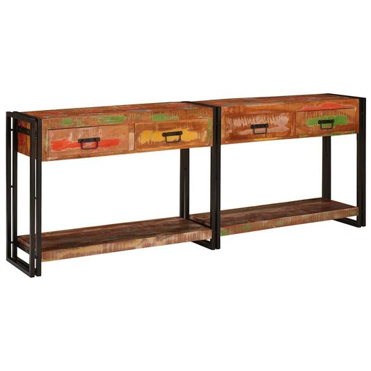 Konsolen-Tische mit Regal 2 pcs Mehrfarbig Massivholz Altholz