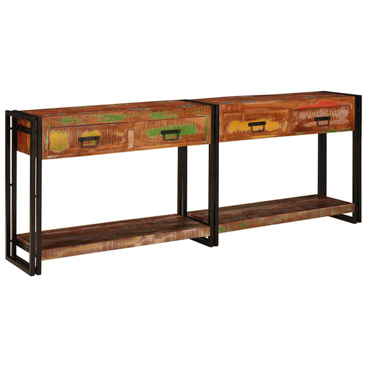 Konsolen-Tische mit Regal 2 pcs Mehrfarbig Massivholz Altholz