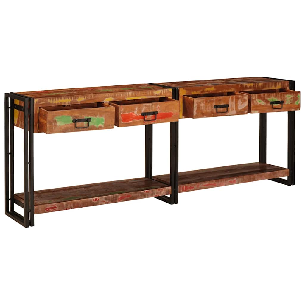 Konsolen-Tische mit Regal 2 pcs Mehrfarbig Massivholz Altholz