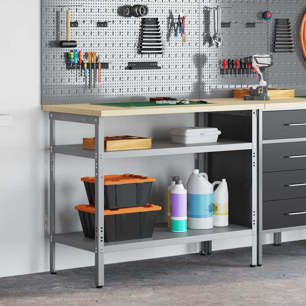 Arbeitstisch Grau 100 x 55 x 85 cm Stahl und hochwertiges Holz