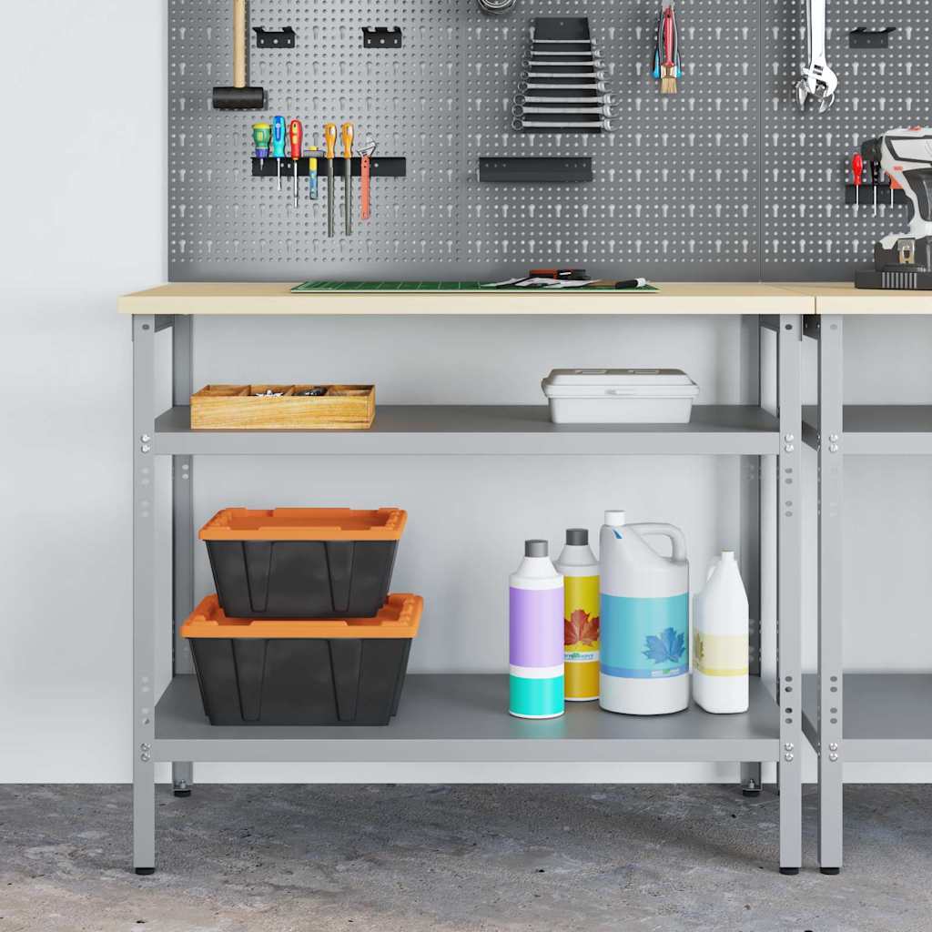 Arbeitstisch Grau 100 x 55 x 85 cm Stahl und hochwertiges Holz