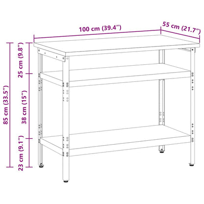 Arbeitstisch Grau 100 x 55 x 85 cm Stahl und hochwertiges Holz