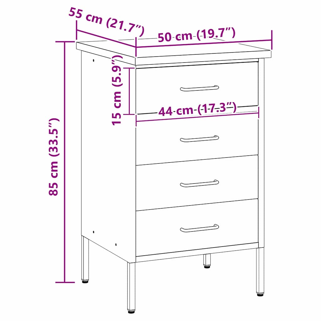 Werkbank mit Schubladen Schwarz und Grau 50 x 55 x 85 cm