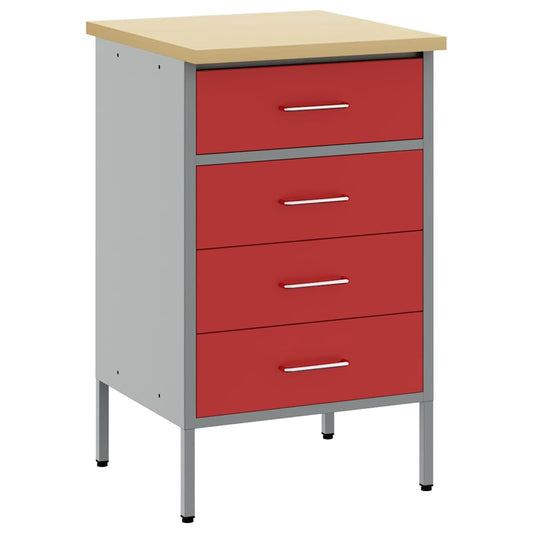 Werkbank Rot und Grau 50 x 55 x 85 cm Pulverbeschichteter Stahl
