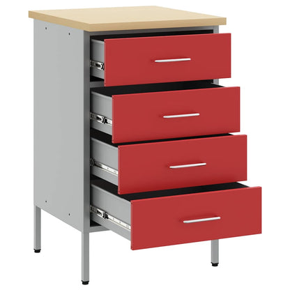 Werkbank Rot und Grau 50 x 55 x 85 cm Pulverbeschichteter Stahl