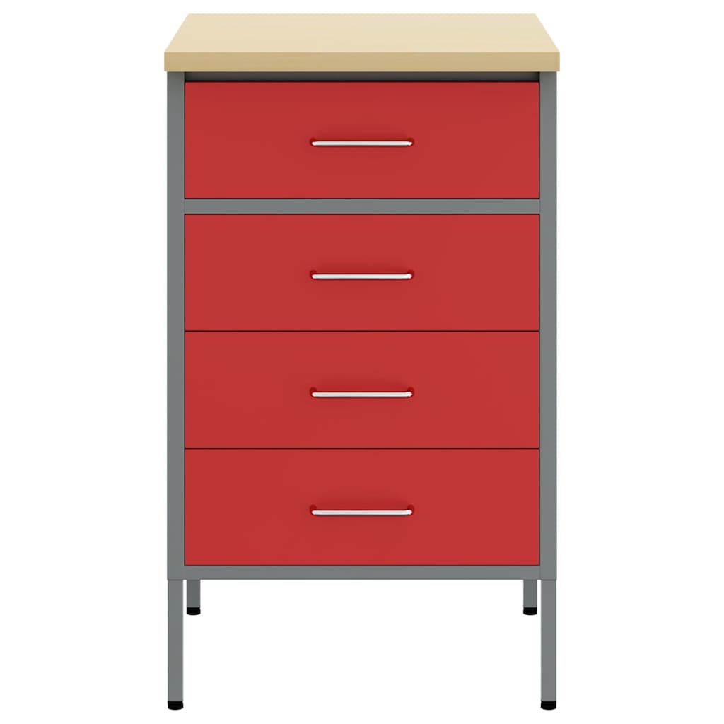 Werkbank Rot und Grau 50 x 55 x 85 cm Pulverbeschichteter Stahl