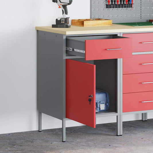 Werkbank Rot und Grau 50 x 55 x 85 cm Pulverbeschichteter Stahl