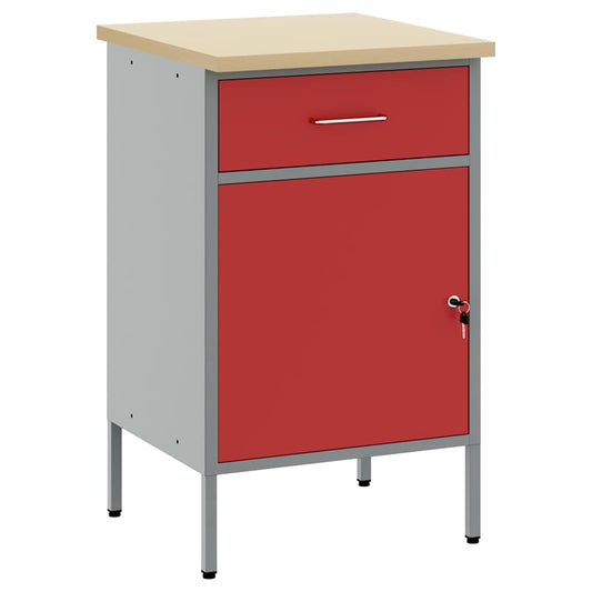 Werkbank Rot und Grau 50 x 55 x 85 cm Pulverbeschichteter Stahl