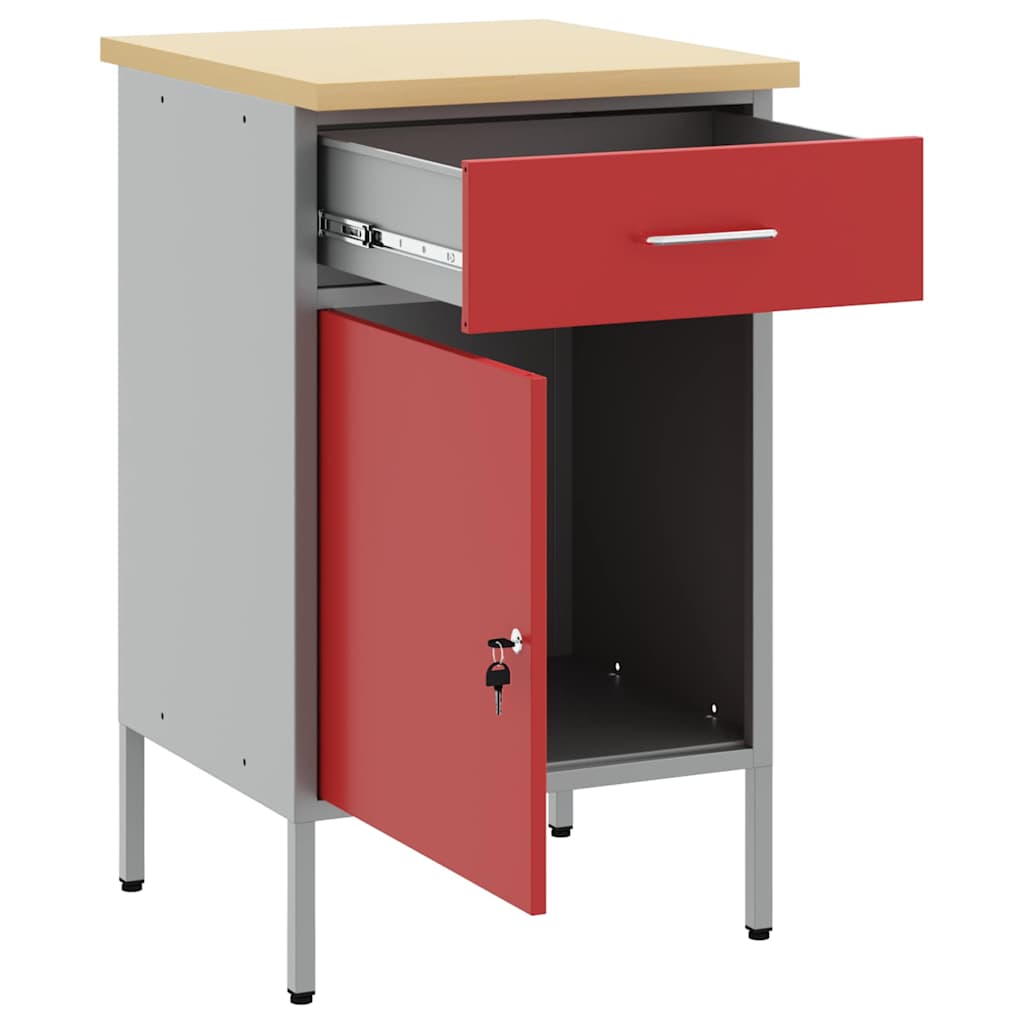Werkbank Rot und Grau 50 x 55 x 85 cm Pulverbeschichteter Stahl