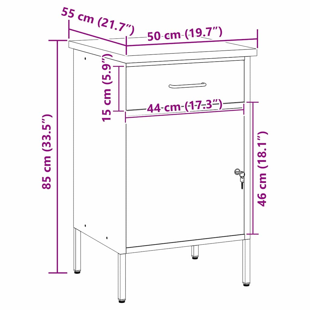 Werkbank Rot und Grau 50 x 55 x 85 cm Pulverbeschichteter Stahl