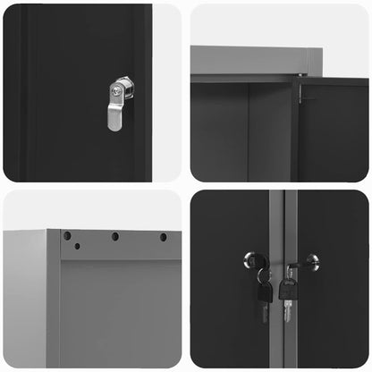 Werkzeugschrank mit Regal Schwarz und Grau 55 x 55 x 55 cm