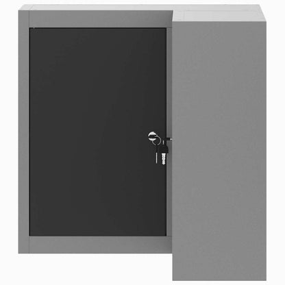 Werkzeugschrank mit Regal Schwarz und Grau 55 x 55 x 55 cm