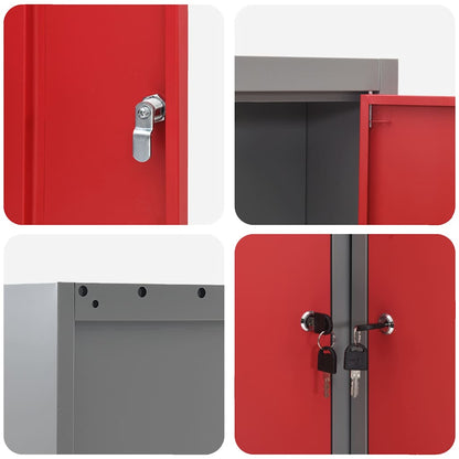 Werkzeugschrank mit Regal Rot und Grau 55 x 55 x 55 cm