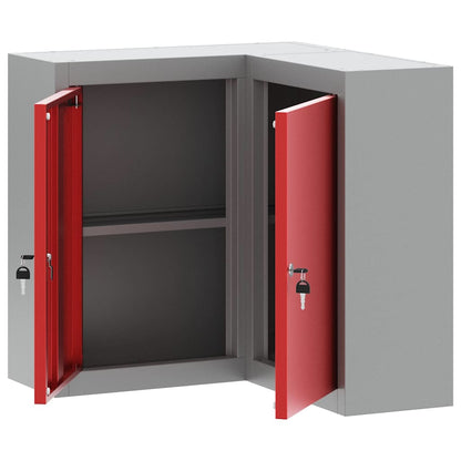 Werkzeugschrank mit Regal Rot und Grau 55 x 55 x 55 cm