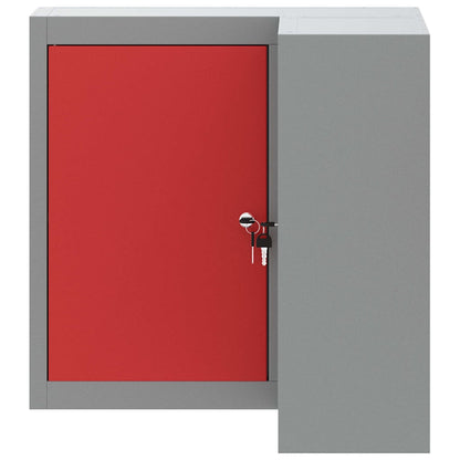 Werkzeugschrank mit Regal Rot und Grau 55 x 55 x 55 cm