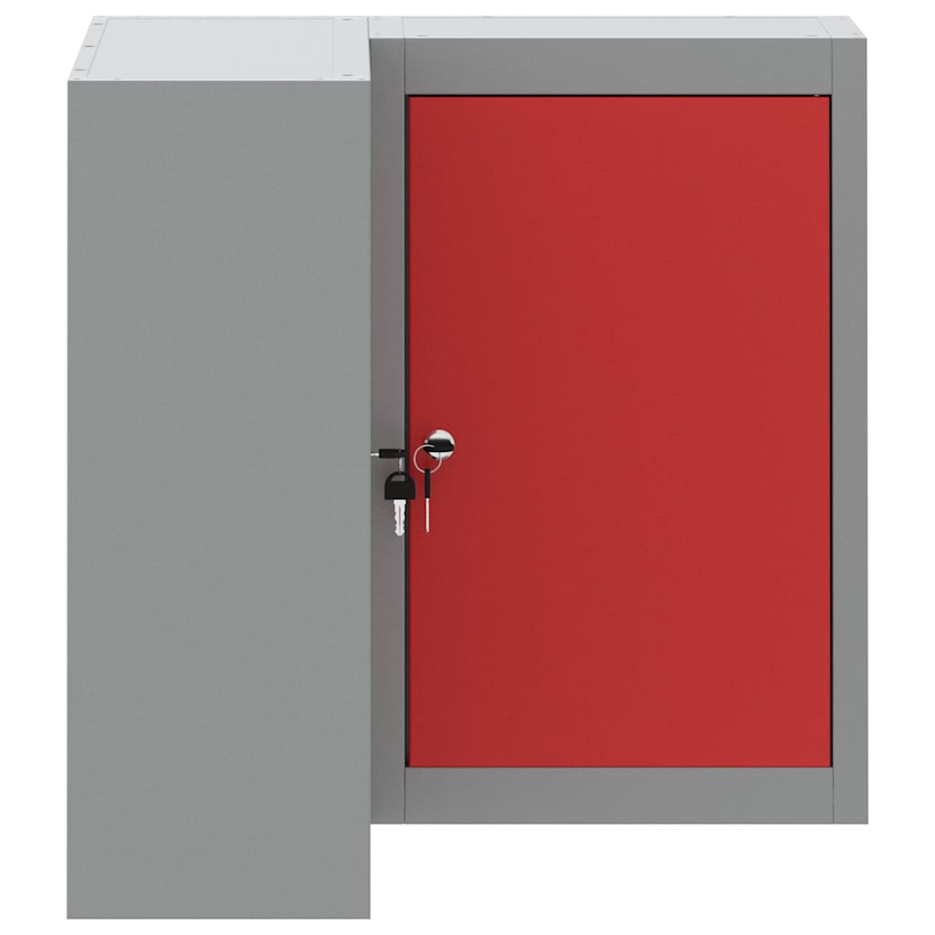 Werkzeugschrank mit Regal Rot und Grau 55 x 55 x 55 cm