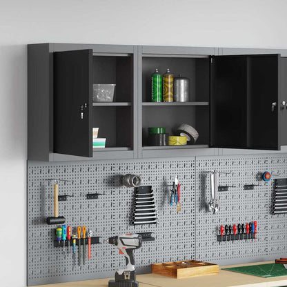 Werkzeugschrank mit Regal Schwarz und Grau 50 x 20 x 55 cm