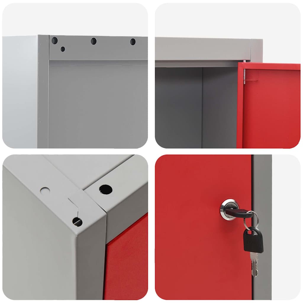 Werkzeugschrank mit Regal Rot und Grau 50 x 20 x 55 cm