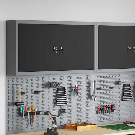 Werkzeugschrank mit Regal Schwarz und Grau 100 x 20 x 55 cm