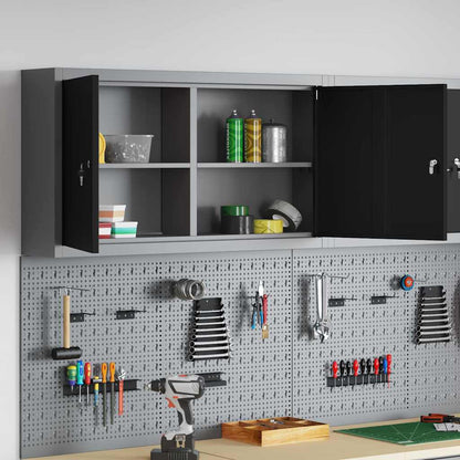Werkzeugschrank mit Regal Schwarz und Grau 100 x 20 x 55 cm