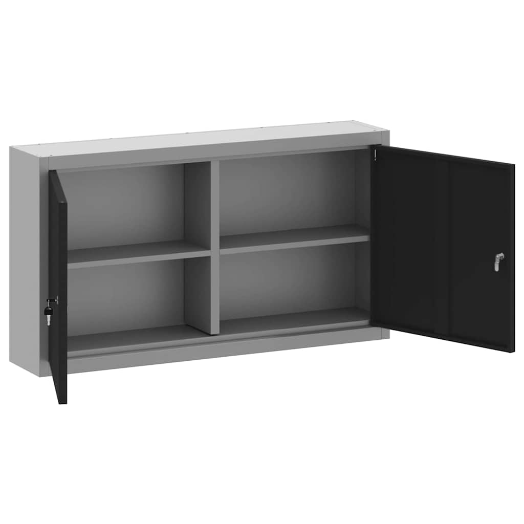 Werkzeugschrank mit Regal Schwarz und Grau 100 x 20 x 55 cm