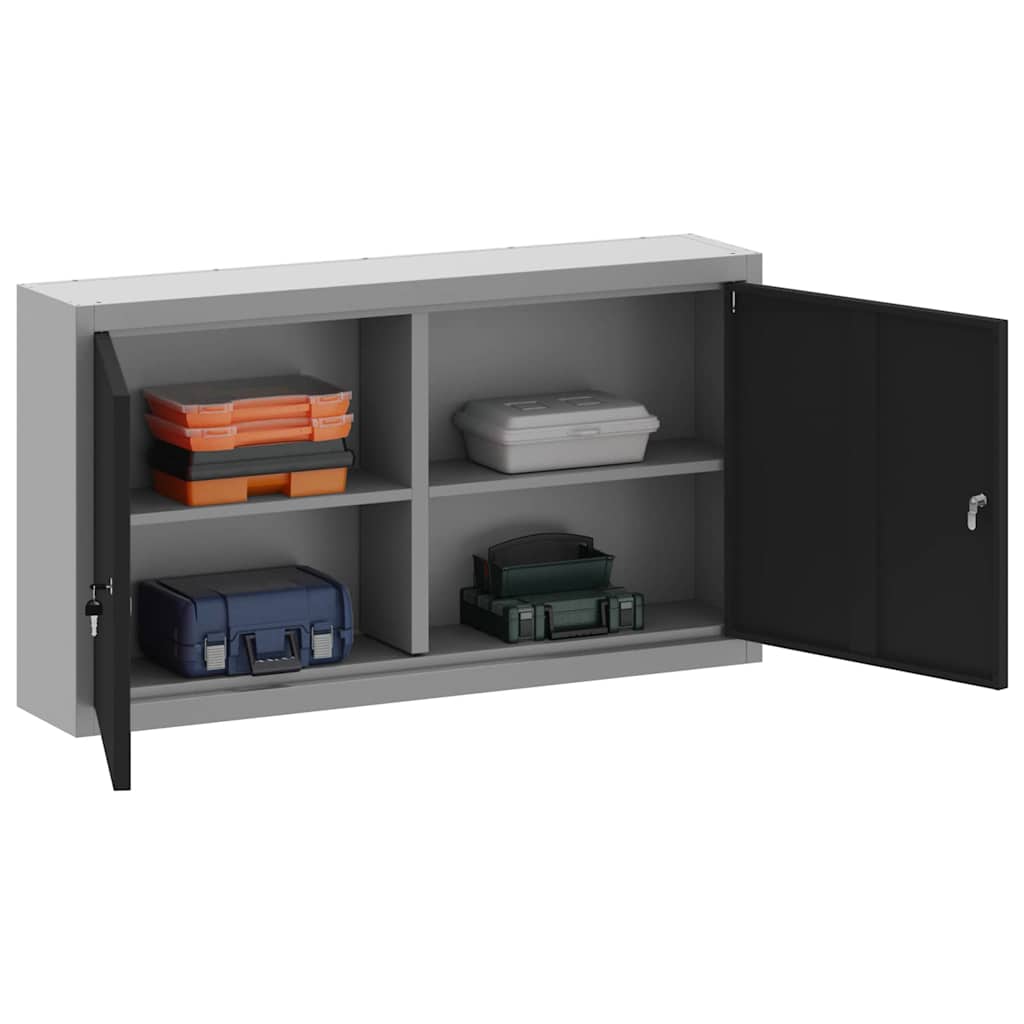 Werkzeugschrank mit Regal Schwarz und Grau 100 x 20 x 55 cm