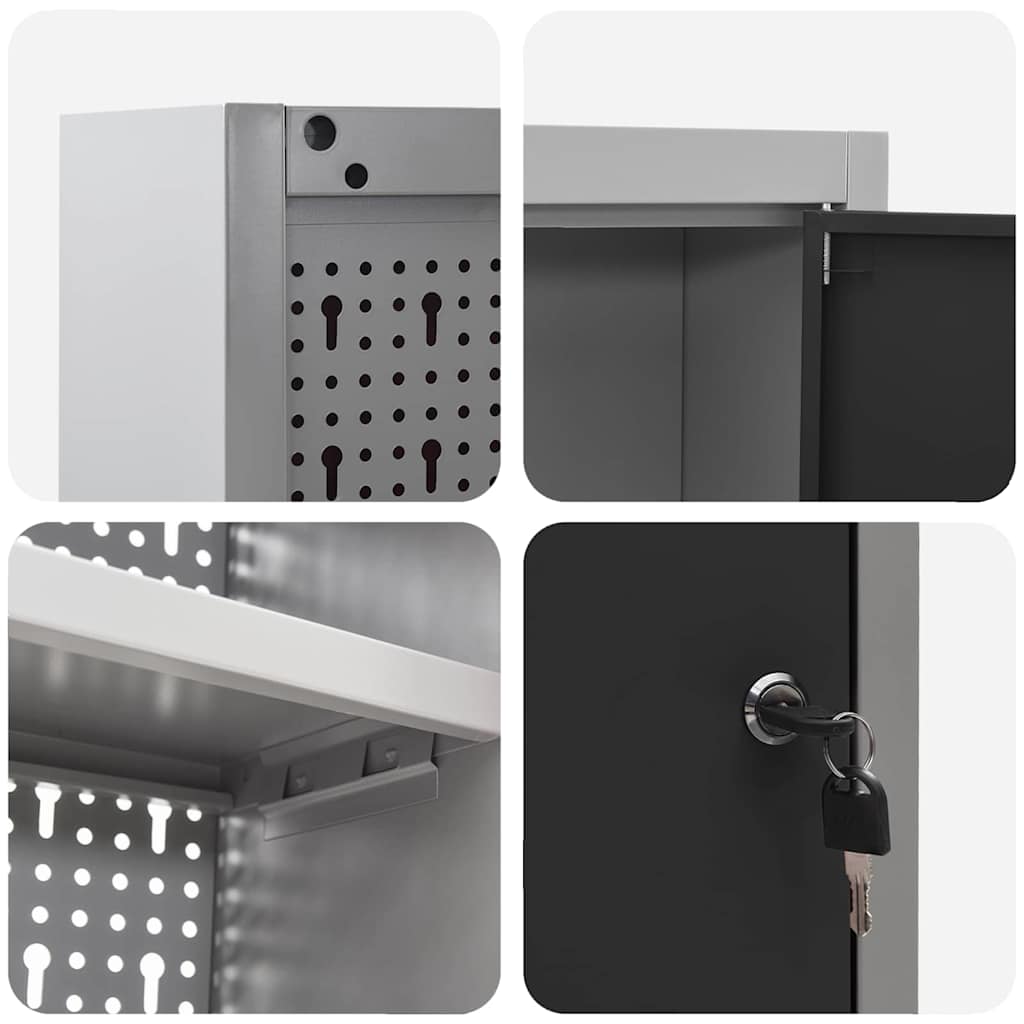 Werkzeugschrank mit Regal Schwarz und Grau 100 x 20 x 55 cm