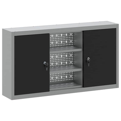 Werkzeugschrank mit Regal Schwarz und Grau 100 x 20 x 55 cm