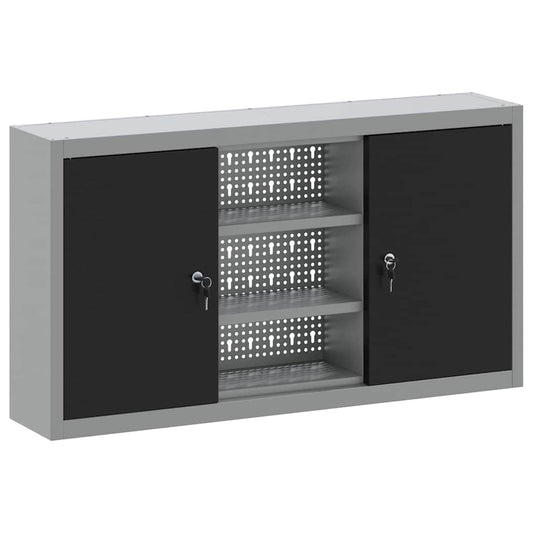 Werkzeugschrank mit Regal Schwarz und Grau 100 x 20 x 55 cm