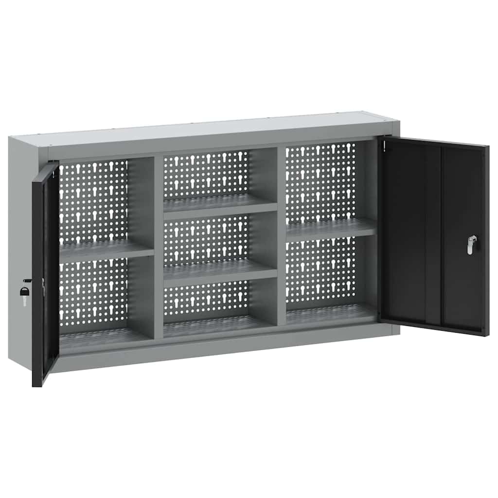 Werkzeugschrank mit Regal Schwarz und Grau 100 x 20 x 55 cm