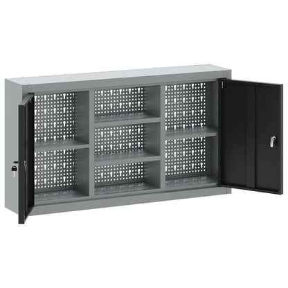 Werkzeugschrank mit Regal Schwarz und Grau 100 x 20 x 55 cm