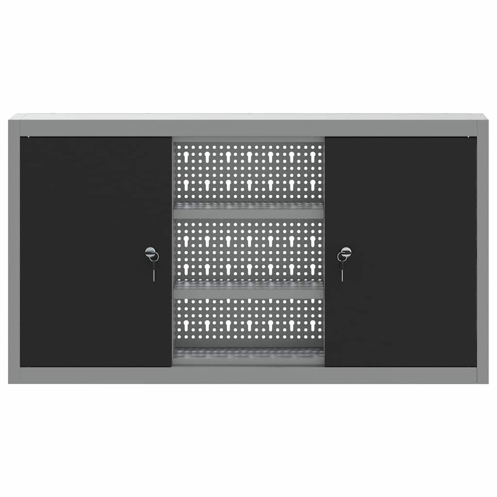 Werkzeugschrank mit Regal Schwarz und Grau 100 x 20 x 55 cm