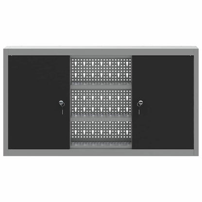 Werkzeugschrank mit Regal Schwarz und Grau 100 x 20 x 55 cm