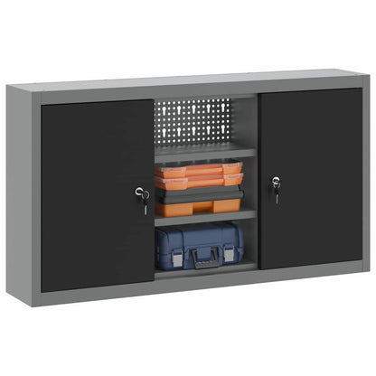 Werkzeugschrank mit Regal Schwarz und Grau 100 x 20 x 55 cm
