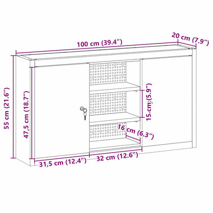 Werkzeugschrank mit Regal Schwarz und Grau 100 x 20 x 55 cm