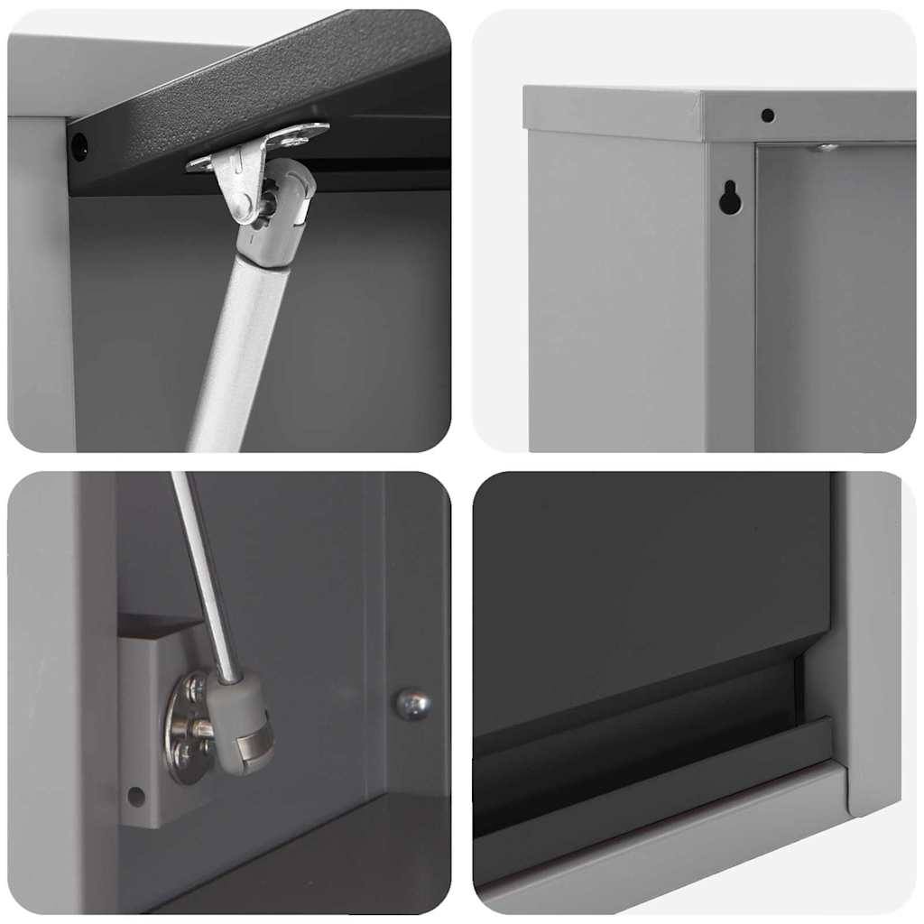 Werkzeugschrank mit Speicher Schwarz und Grau 50 x 25 x 35 cm