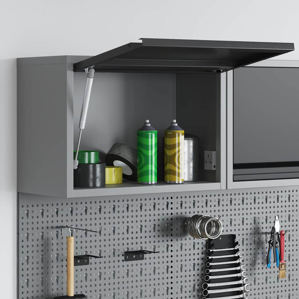 Werkzeugschrank mit Speicher Schwarz und Grau 50 x 25 x 35 cm