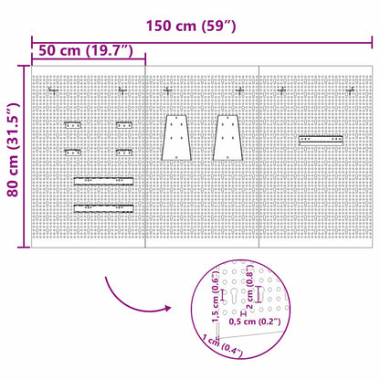 Aufbewahrungsbank 3 pcs Grau 150 x 1 x 80 cm
