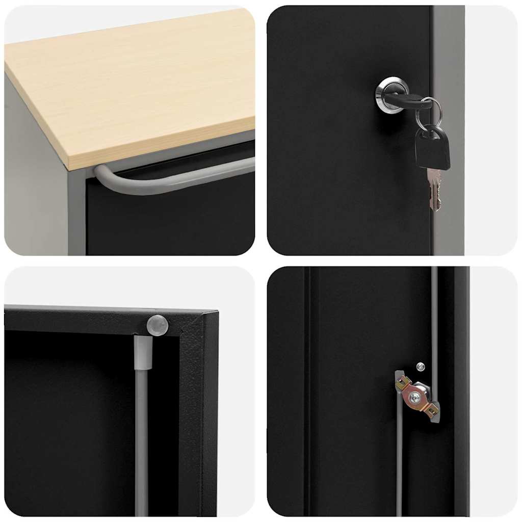 Werkbank mit Rad mit Speicher Schwarz und Grau 75 x 45 x 85 cm