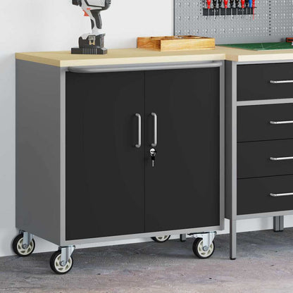 Werkbank mit Rad mit Speicher Schwarz und Grau 75 x 45 x 85 cm
