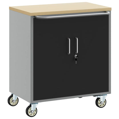 Werkbank mit Rad mit Speicher Schwarz und Grau 75 x 45 x 85 cm