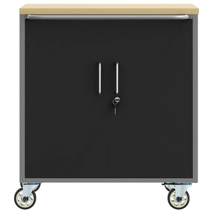 Werkbank Mit Rad mit Speicher Schwarz und Grau 75 x 45 x 85 cm